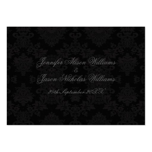 100 Gothic Damask Wedding Enclosures Black & White Business Card Template (back side)