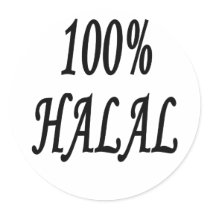 100% HALAL ROUND STICKER