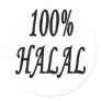 100% HALAL ROUND STICKER