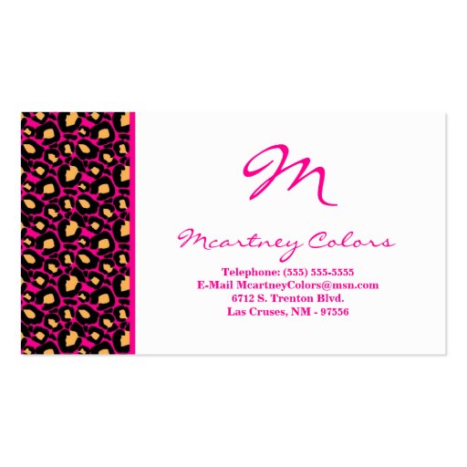 100 Hot Pink Cheetah Print Business Card (front side)
