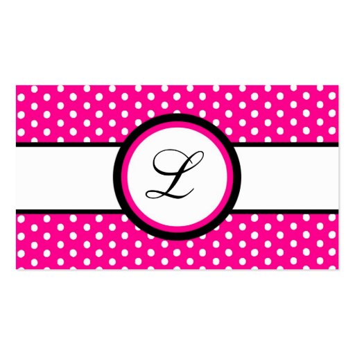 100 Hot Pink White Polkadot Pokadot Business Card (front side)