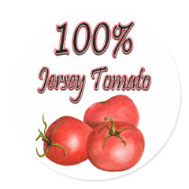 100% Jersey Tomato Round Stickers
