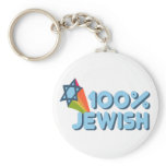 100% JEWISH + Magen David Key Chain