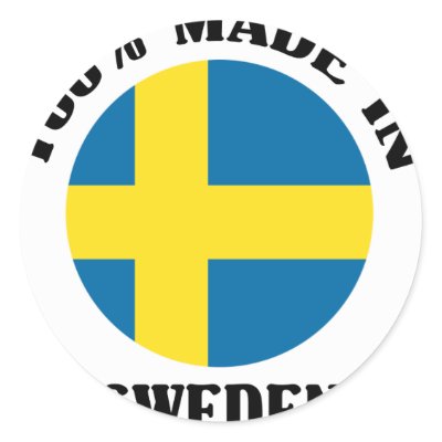 100% Made In Sweden Round Stickers by teyes143