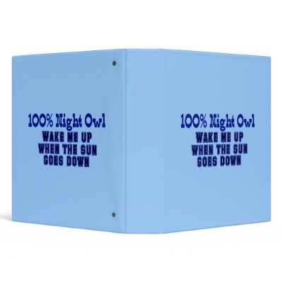 100% Night Owl 3 Ring Binder by willowdewisp