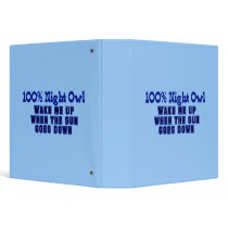 100% Night Owl 3 Ring Binder