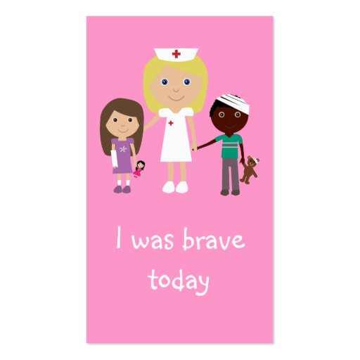 100 Nurse, Children & Teddy Bear Bravery Bookmarks Business Card Template (front side)