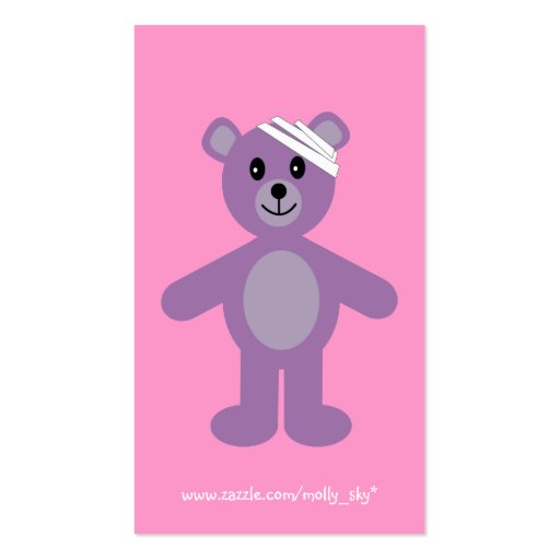 100 Nurse, Children & Teddy Bear Bravery Bookmarks Business Card Template (back side)