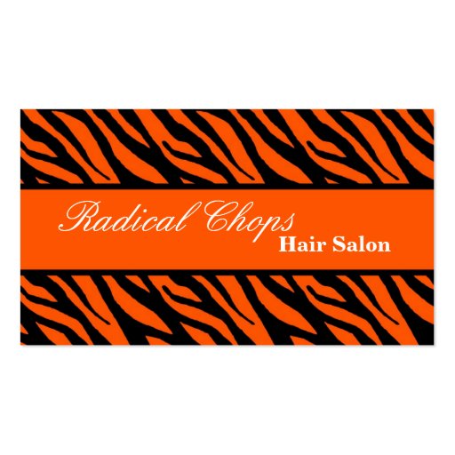 100 Orange Black Zebra Print Pattern Business Card (front side)