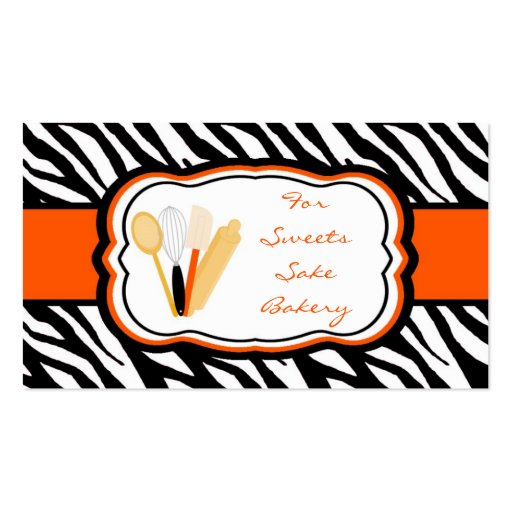 100 Orange Zebra Bakery Chef Business Card (front side)