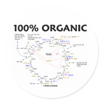 100% Organic (Citric Acid Cycle - Krebs Cycle) Round Sticker