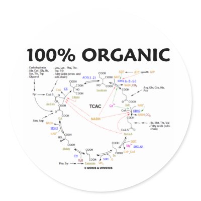 100% Organic (Citric Acid Cycle - Krebs Cycle) Round Sticker