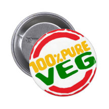 100% Pure Veg Pinback Button