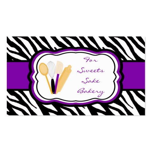 100 Purple Zebra Bakery Chef Business Card (front side)