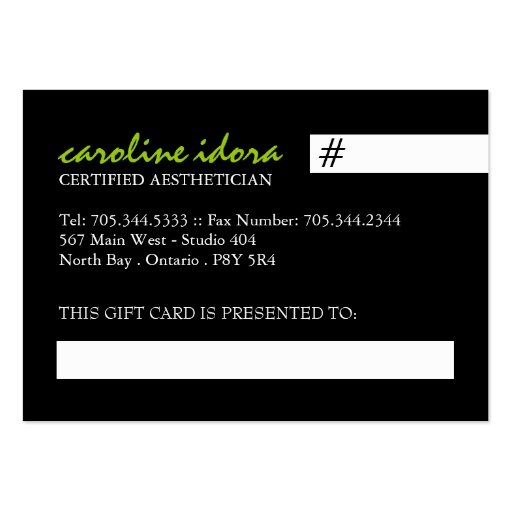 100 - Salon Gift Card Business Cards (back side)