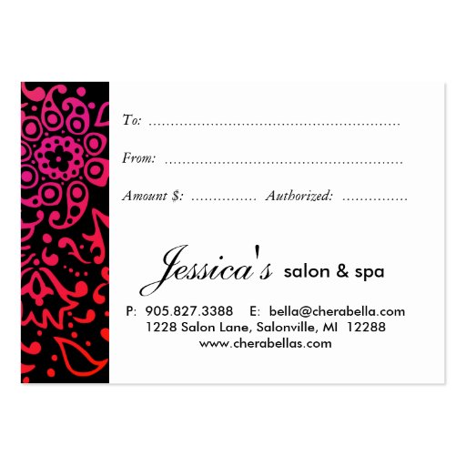 /100 Salon Gift Card Butterfly Woman Colorful Business Card Templates (back side)