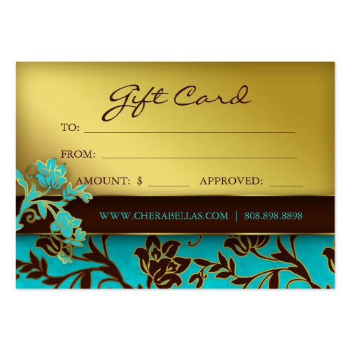 /100 Salon Gift Card Spa Gold Floral BB Business Card Template (front side)