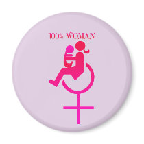 100% woman - Disability Awareness magnets