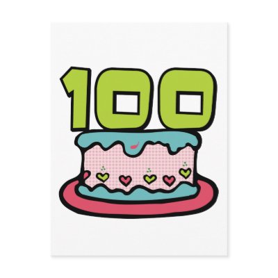 100 Year Old Birthday Cake Postcards by Birthday_Bash