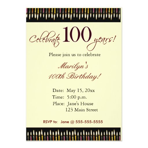 100 Year Old Birthday Invitation Ideas