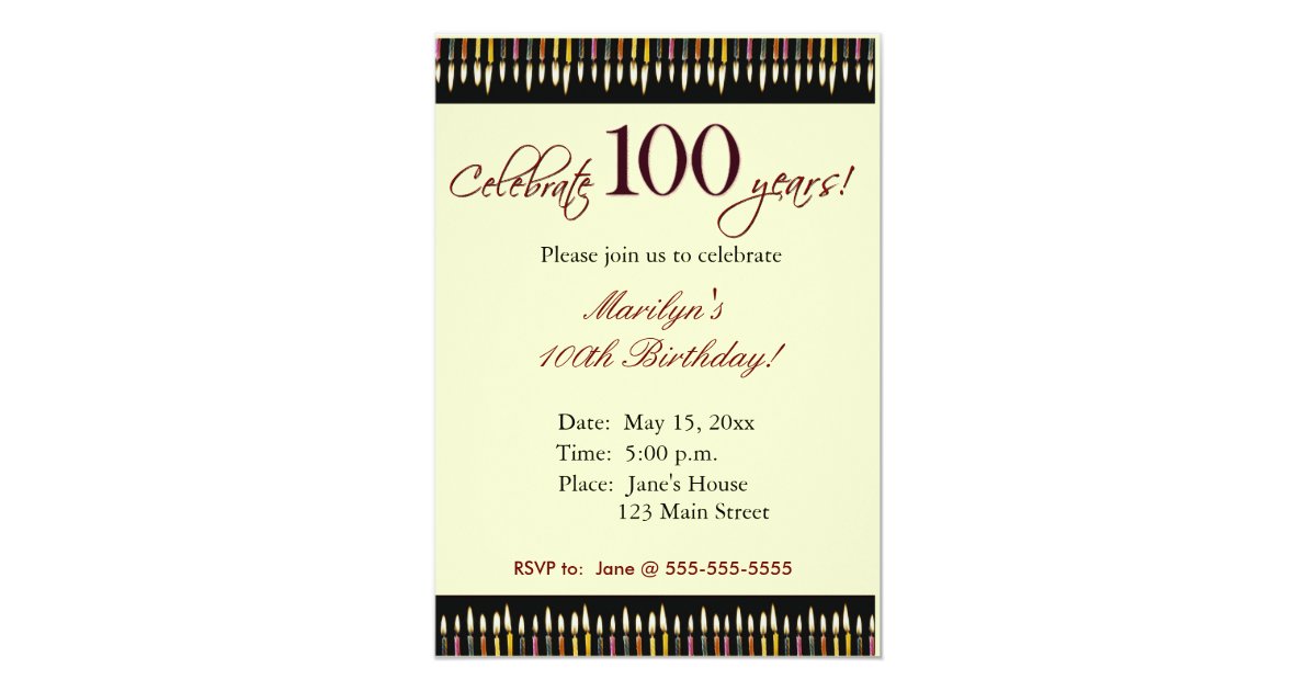 100 Year Old Birthday Invitation Ideas
