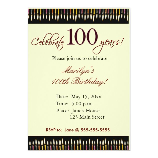 100 Year Old Birthday Party Invitation Zazzle