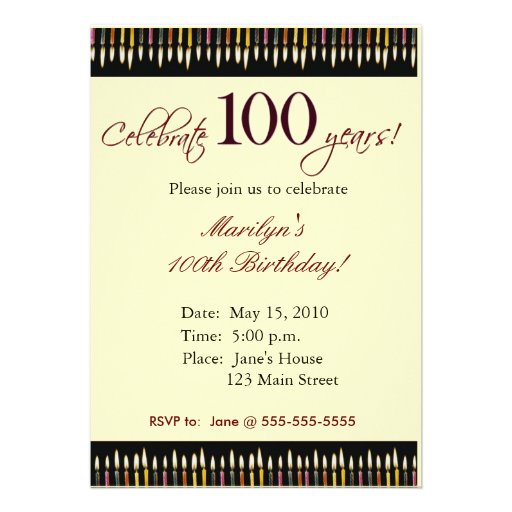 100 Year old Birthday party invitation