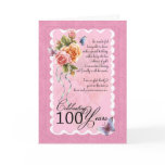 100 years old greeting card - roses and butterflie