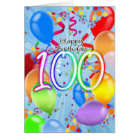 100th Birthday - Balloon Birthday Card - Happy Bir
