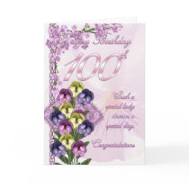 100th Birthday Card For A Special Lady