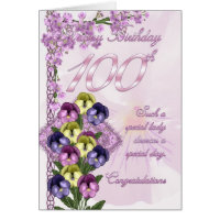 100th Birthday Card For A Special Lady