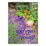 100th Birthday Card for Grandmother - Flowers