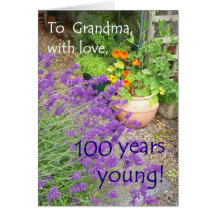 100th Birthday Card for Grandmother - Flowers
