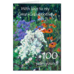 100th Birthday Card for Great-grandmother - Garden