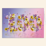 100th birthday card with flowery letters cards
