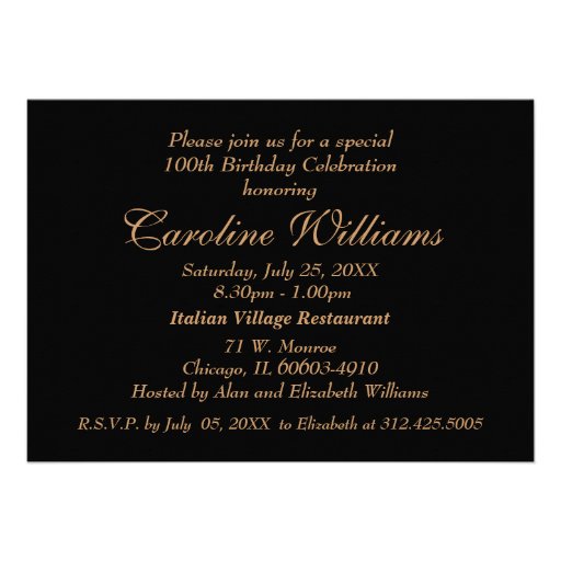 100th Birthday Celebration Custom Invitations