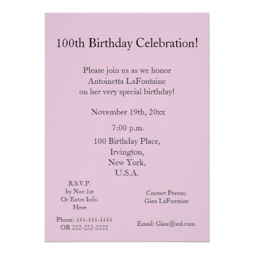 100th Birthday Celebration!-Pink Rose Bouquet Custom Announcements