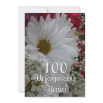 100th Birthday Celebration/White Daisy Bouqet Announcement