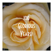 100th Birthday Celebration-Yellow Rose Personalized Invites