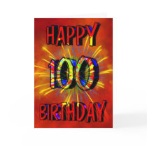 100th Birthday Fireworks Greeting Card