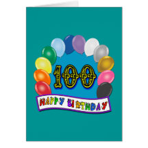 100th Birthday Gifts with Assorted Balloons Design Card