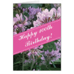 100th Birthday greeting card with pink flowers