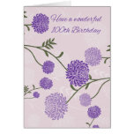 100th Birthday Greeting Card With Purple Flowers