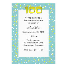 100th Birthday Invitation -- Confetti