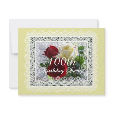 100th Birthday Party Celebration-Red/Yellow Roses Announcement by avisnoelledesigns