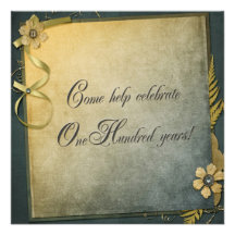 100th Birthday Party Custom Announcements