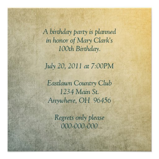 100th Birthday Party Custom Announcements
