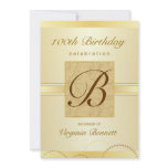100th Birthday Party Gold Damask Monogram Custom Invitation