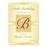 100th Birthday Party Gold Damask Monogram Custom Invitation