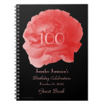 100th Birthday Party Guest Book, Coral Rose Petals Spiral Note Book